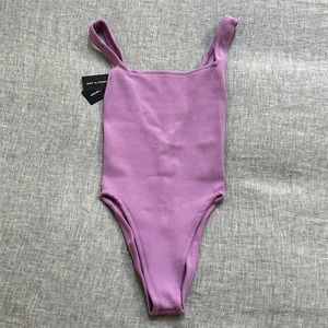 Hunza G Net Sustain Seersucker Swimsuit in Lilac One Size NWT